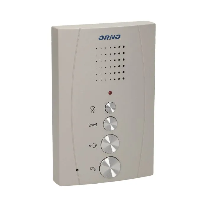 140556 - Single family doorphone, handset free, ELUVIO INTERCOM aluminium housing; surface mounted; wires 4+2; loudspeaker; additional button - gate control function; grey indoor unit