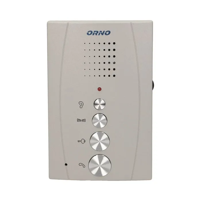 140556 - Single family doorphone, handset free, ELUVIO INTERCOM aluminium housing; surface mounted; wires 4+2; loudspeaker; additional button - gate control function; grey indoor unit