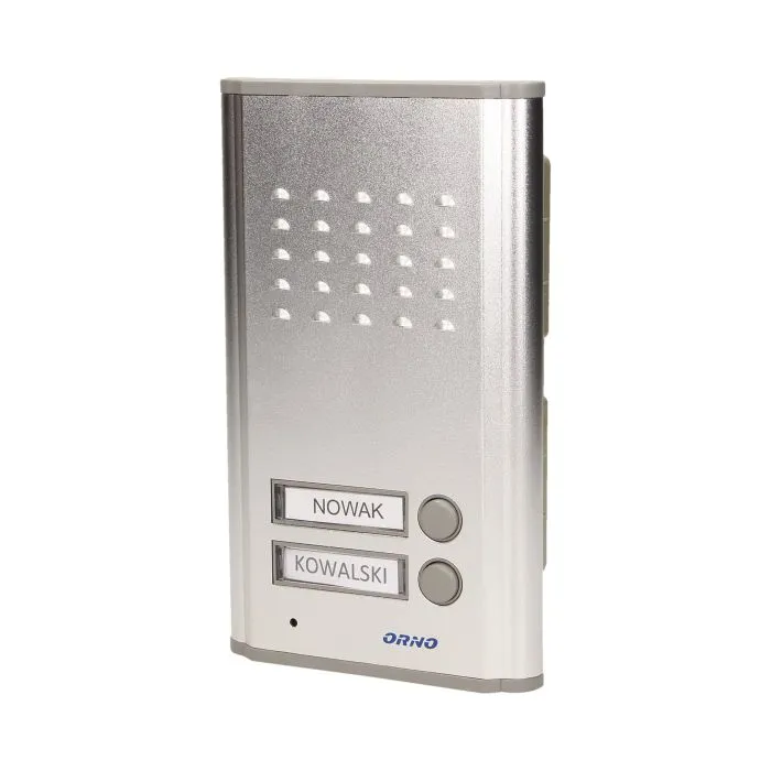 140557 - Two family doorphone, flush mounted, FOSSA MULTI aluminium housing; flush mounted; backlit surname; small amount of wires 2+2