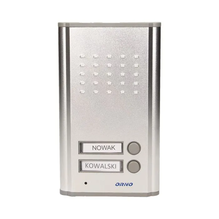 140557 - Two family doorphone, flush mounted, FOSSA MULTI aluminium housing; flush mounted; backlit surname; small amount of wires 2+2