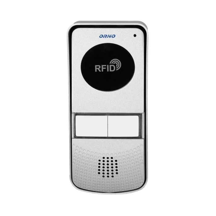 140558 - Two-family doorphone set MIZAR MULTI with intercom function, surface mounted with proximity tag reader, external panel and an indoor handset, and it directly controls electric strike and gate opening