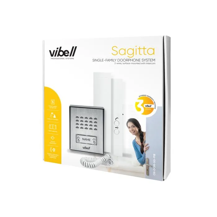 140560 - 2-wire doorphone, surface mounted, SAGITTA surface mounting; name backlight; additional button - gate control function; intercom function