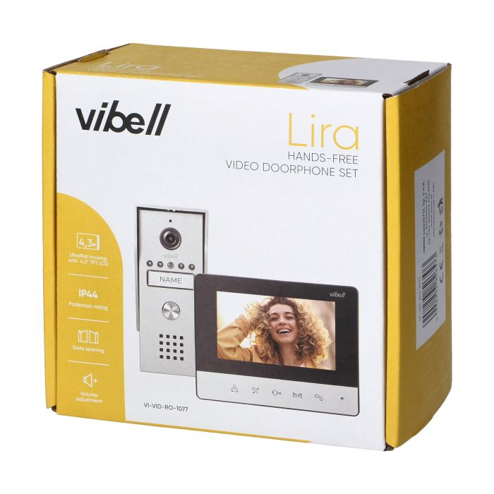140564 - LIRA 4.3'' video doorphone set handset-free monitor with color 4.3'' screen, aluminium outdoor unit with protective rain cover