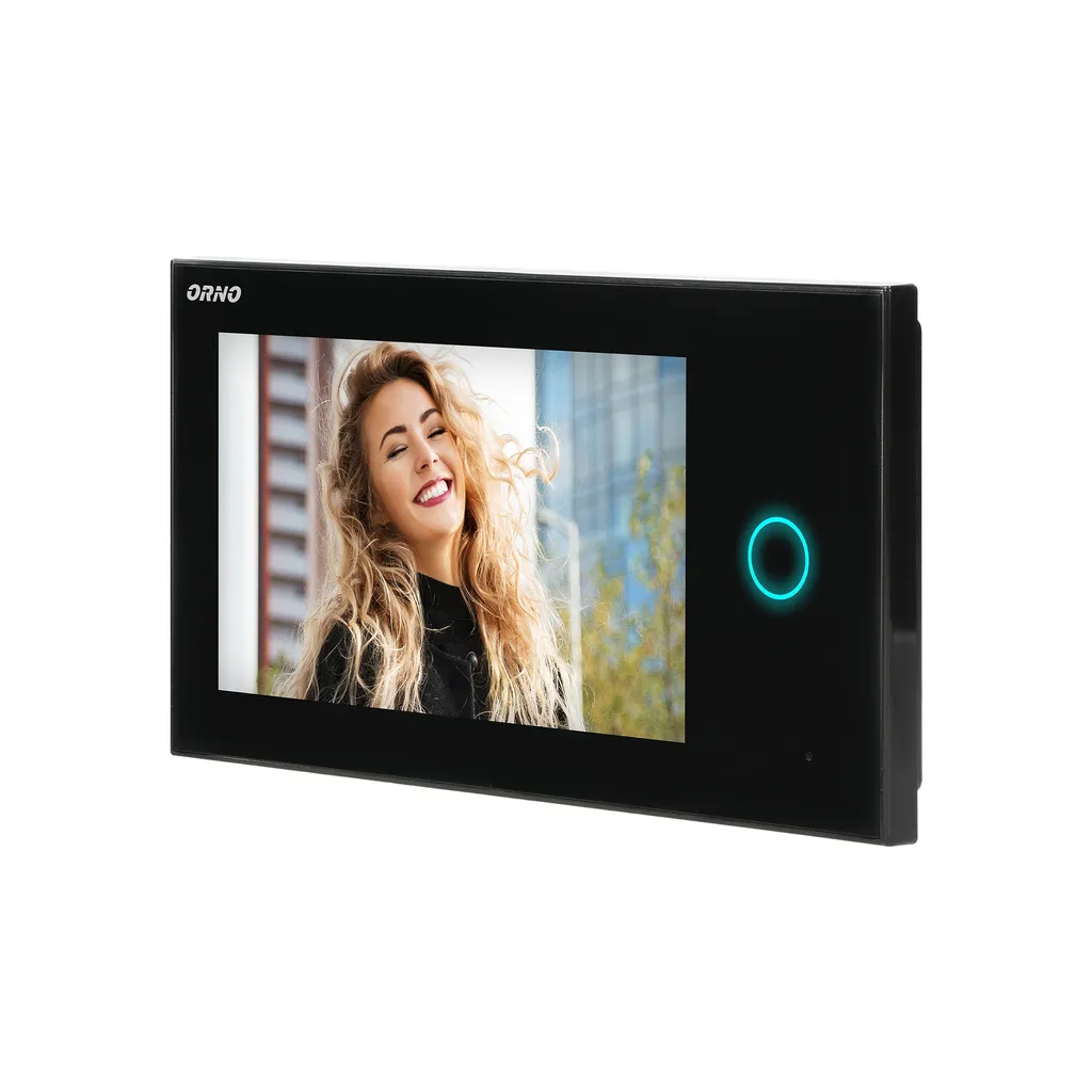 140579 - APPOS 7" single family video doorphone set, black set is equipped with multicolor LCD 7" monitor, RFID reader, gate opening function, compatible with smartphone app