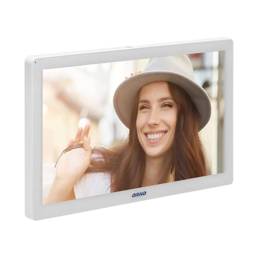 140580 - GUARDO 10" single family video doorphone set, white set is equipped with touchscreen LCD 10" monitor, fingerprint reader, proximity reader and code lock, App-controlled, flush-mounted