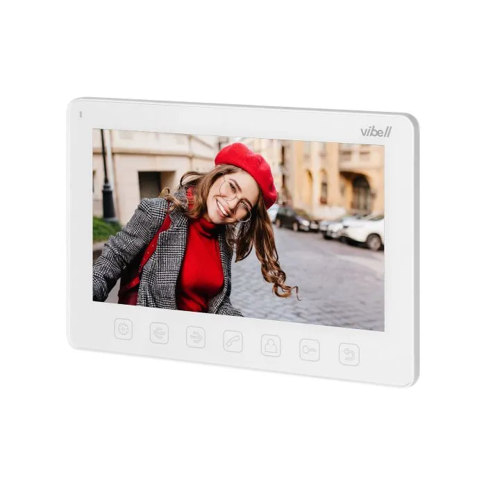 140586 - NOVEO videodoorphone, white does not require any uniphone; includes a multicolour, flat 7" LCD monitor, wide-angle video-camera and a user-friendly OSD menu.