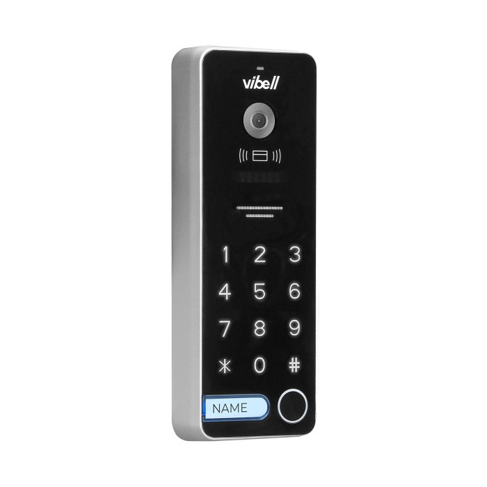 140589 - ALCOR videodoorphone, black set includes a multicolour, ultra-flat 7" LCD monitor, wide-angle video-camera, a user-friendly OSD menu, numeric keypad and a RFID reader.
