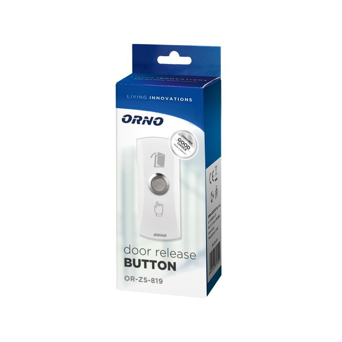140625 - Door release button A compact push-button designed for access control systems. It is used to open the door equipped with an electric strike. Maximal load: 3A/36VDC. Contact: NO/COM, made of ABS.