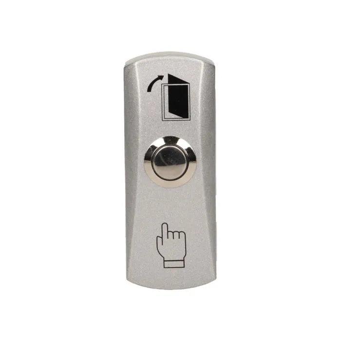 140626 - Exit button, surface mounted Solid, aluminum casing, enables the opening of a door equipped with electric strike