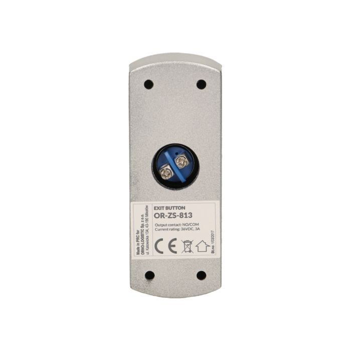 140626 - Exit button, surface mounted Solid, aluminum casing, enables the opening of a door equipped with electric strike