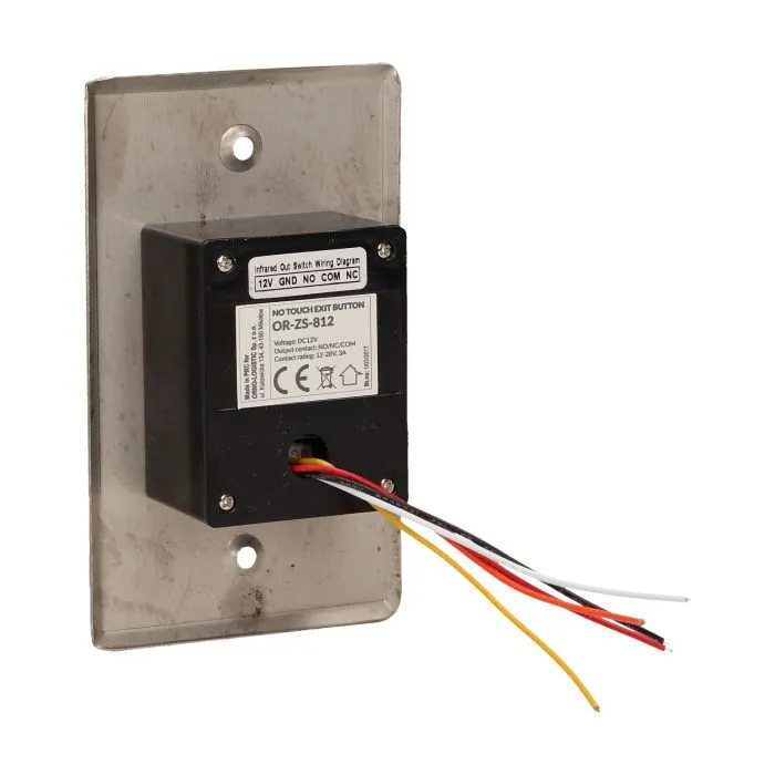 140628 - Exit button, touchless Flush mounting, operated by detecting a hand motion; solid, aluminum casing