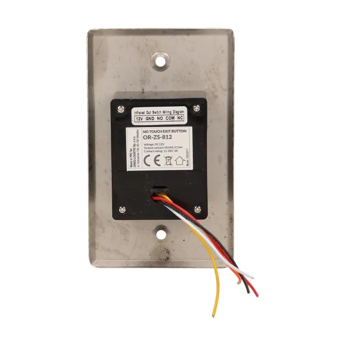 140628 - Exit button, touchless Flush mounting, operated by detecting a hand motion; solid, aluminum casing
