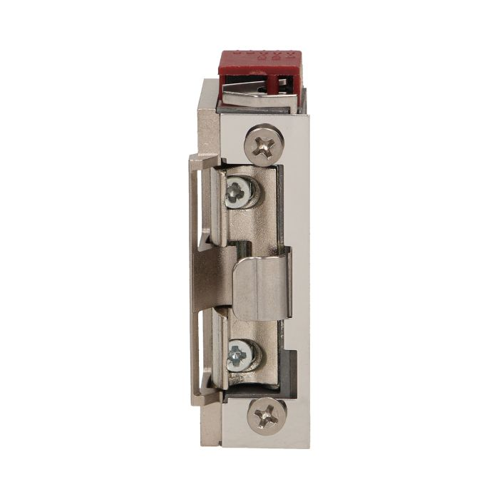 140651 - Electric strike with latch guide and unclosed door signalling, reversible, MINI 280mA for 12VDC