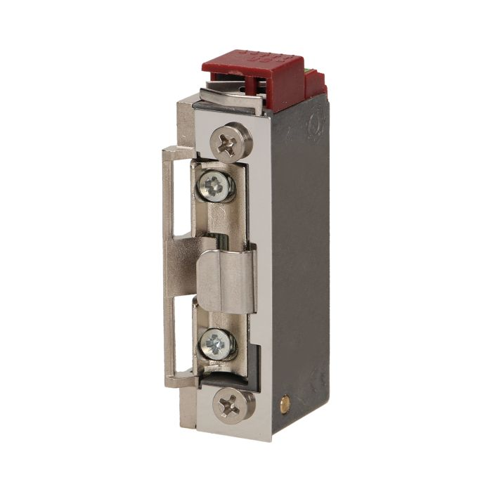 140651 - Electric strike with latch guide and unclosed door signalling, reversible, MINI 280mA for 12VDC