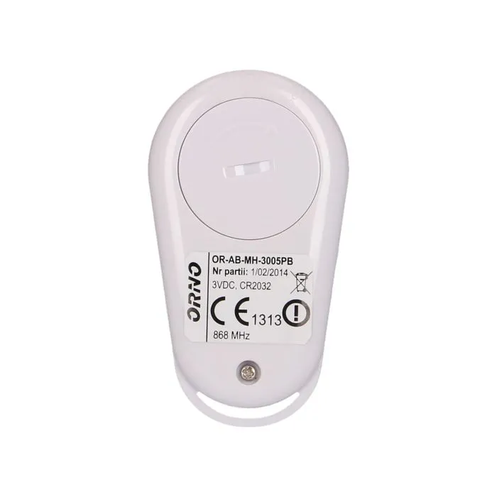 140668 - Remote control for MH alarm frequency: 868 MHz; range in open field: 80 m; power supply: 1 x 3V DC, CR2032 (supplied)