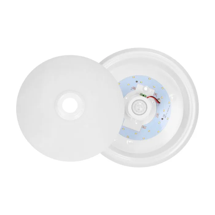 140756 - ZONDA LED 12W, ceiling light, white with motion sensor,  800lm, IP20, 4000K, milky PC