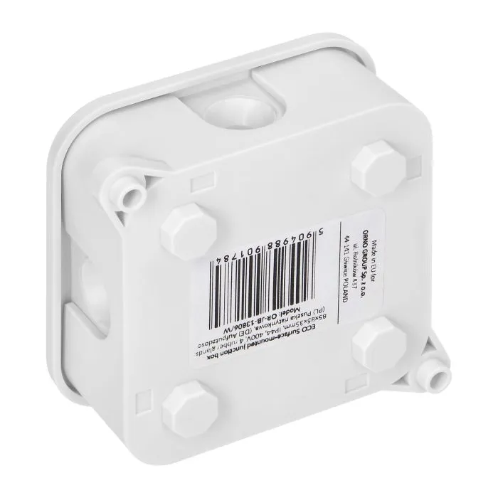 141238 - Surface-mounted junction box ECO IP44 400V 4 rubber glands 85x85x35mm white, 60 pcs.
