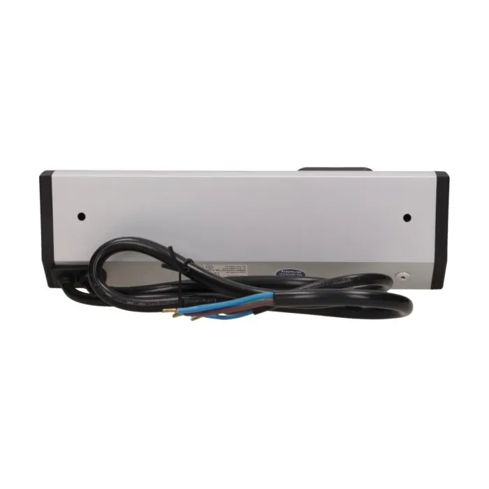 141187 - Furniture socket with switch, silver-black, Schuko A set of three network sockets with grounding and current circuit's diaphragms with a switch, ideal for mounting in cabinets, display cases and display cabinets.