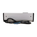 141187 - Furniture socket with switch, silver-black, Schuko A set of three network sockets with grounding and current circuit's diaphragms with a switch, ideal for mounting in cabinets, display cases and display cabinets.