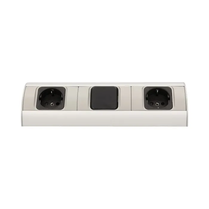 141186 - Under-cabinet electrical socket, Schuko 2x230V; for use in furniture, glass-cases; easy to assembly