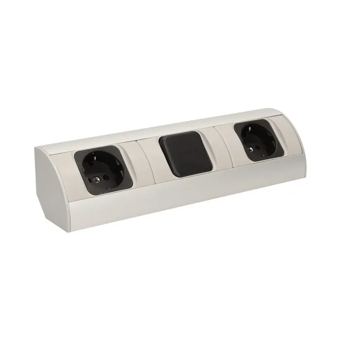 141186 - Under-cabinet electrical socket, Schuko 2x230V; for use in furniture, glass-cases; easy to assembly