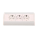 141184 - Furniture socket, silver-white, Schuko A set of three network sockets with grounding and current circuit's diaphragms, ideal for mounting in cabinets, display cases and display cabinets.