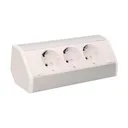 141184 - Furniture socket, silver-white, Schuko A set of three network sockets with grounding and current circuit's diaphragms, ideal for mounting in cabinets, display cases and display cabinets.