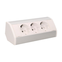 141184 - Furniture socket, silver-white, Schuko A set of three network sockets with grounding and current circuit's diaphragms, ideal for mounting in cabinets, display cases and display cabinets.