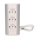 141184 - Furniture socket, silver-white, Schuko A set of three network sockets with grounding and current circuit's diaphragms, ideal for mounting in cabinets, display cases and display cabinets.