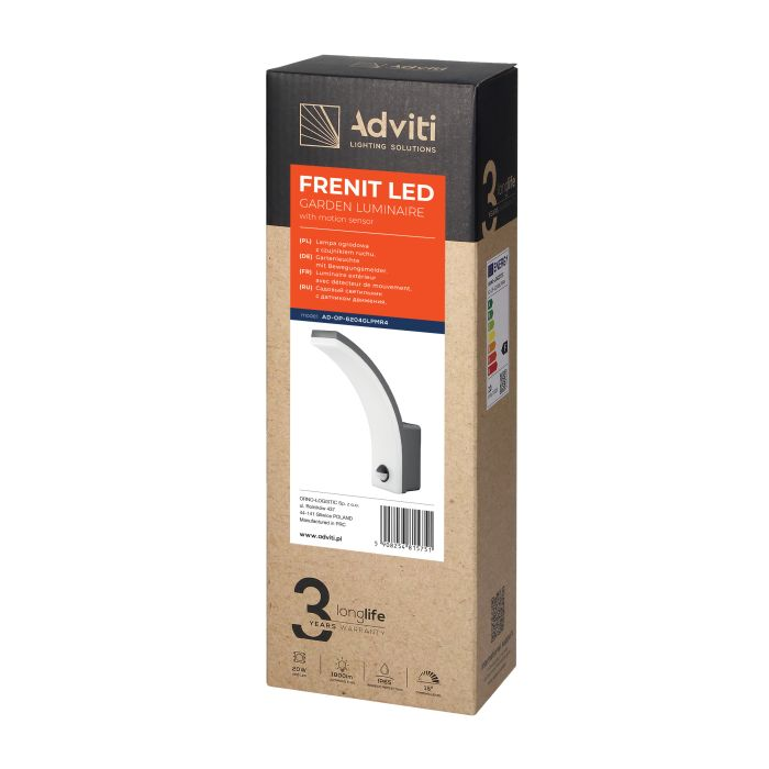 140797 - FRENIT LED 20W, grey garden luminaire with motion sensor, 2300lm, IP65, 4000K, dimmer