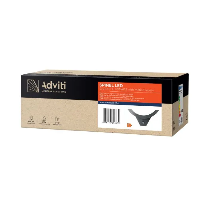 140800 - SPINEL LED 10W garden luminaire, grey with PIR motion sensor, 140°, 800lm, IP54, 4000K, IK10