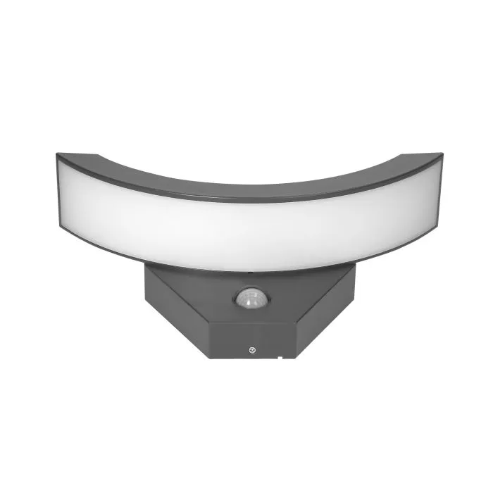 140800 - SPINEL LED 10W garden luminaire, grey with PIR motion sensor, 140°, 800lm, IP54, 4000K, IK10