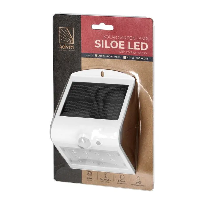 140801 - LED solar garden lamp SILOE with motion sensor, white