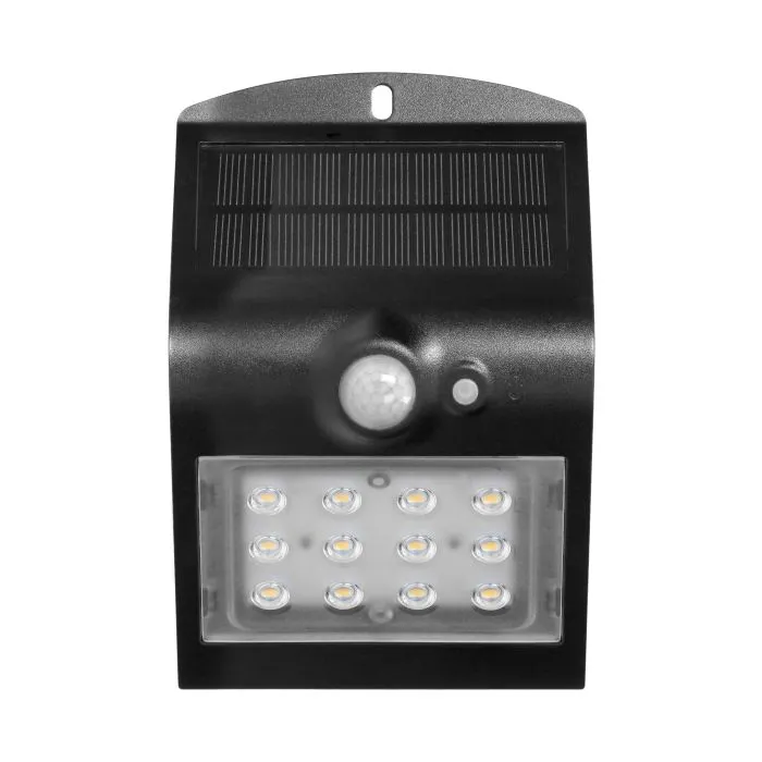 140802 - LED solar garden lamp SILOE with motion sensor, black 220lm, IP65,4000K, white