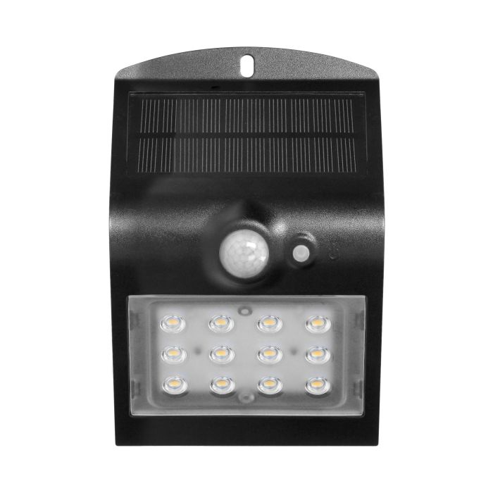 140802 - LED solar garden lamp SILOE with motion sensor, black 220lm, IP65,4000K, white