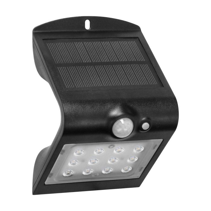 140802 - LED solar garden lamp SILOE with motion sensor, black 220lm, IP65,4000K, white