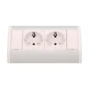 141181 - Furniture socket, silver-white, Schuko A set of two network sockets with grounding and current circuit's diaphragms, ideal for mounting in cabinets, display cases and display cabinets.