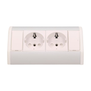 141181 - Furniture socket, silver-white, Schuko A set of two network sockets with grounding and current circuit's diaphragms, ideal for mounting in cabinets, display cases and display cabinets.