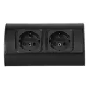 141180 - Under-cabinet electrical socket, black 2x2P+E (Schuko); for use in furniture, glass-cases; easy to assembly; black