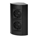 141180 - Under-cabinet electrical socket, black 2x2P+E (Schuko); for use in furniture, glass-cases; easy to assembly; black