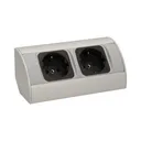 141179 - Under-cabinet electrical socket, grey, Schuko 2x230V; for use in furniture, glass-cases; easy to assembly