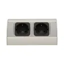 141179 - Under-cabinet electrical socket, grey, Schuko 2x230V; for use in furniture, glass-cases; easy to assembly