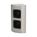 141179 - Under-cabinet electrical socket, grey, Schuko 2x230V; for use in furniture, glass-cases; easy to assembly