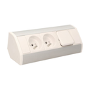 141175 - Furniture socket with switch, silver-white A set of three network sockets with grounding and current circuit's diaphragms with a switch, ideal for mounting in cabinets, display cases and display cabinets.