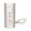 141175 - Furniture socket with switch, silver-white A set of three network sockets with grounding and current circuit's diaphragms with a switch, ideal for mounting in cabinets, display cases and display cabinets.