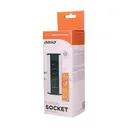 141174 - Furniture socket with switch, silver-black A set of three network sockets with grounding and current circuit's diaphragms with a switch, ideal for mounting in cabinets, display cases and display cabinets.
