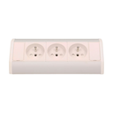 141171 - Furniture socket, silver-white A set of three network sockets with grounding and current circuit's diaphragms, ideal for mounting in cabinets, display cases and display cabinets.