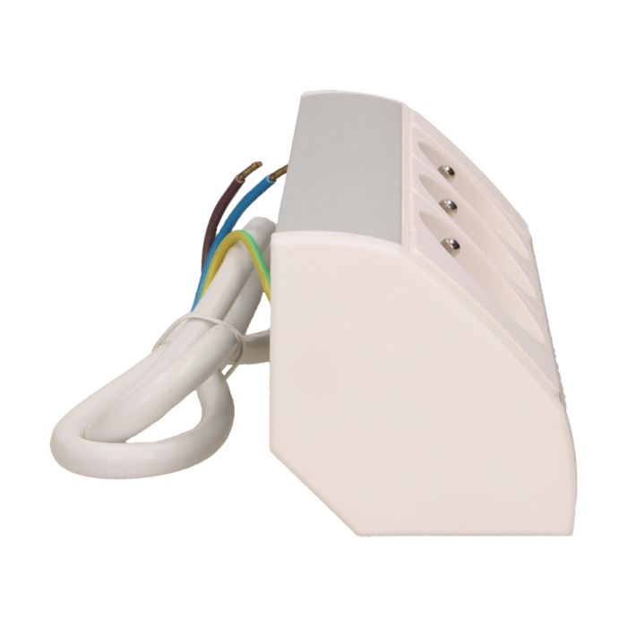 141171 - Furniture socket, silver-white A set of three network sockets with grounding and current circuit's diaphragms, ideal for mounting in cabinets, display cases and display cabinets.