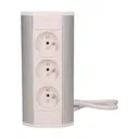 141171 - Furniture socket, silver-white A set of three network sockets with grounding and current circuit's diaphragms, ideal for mounting in cabinets, display cases and display cabinets.