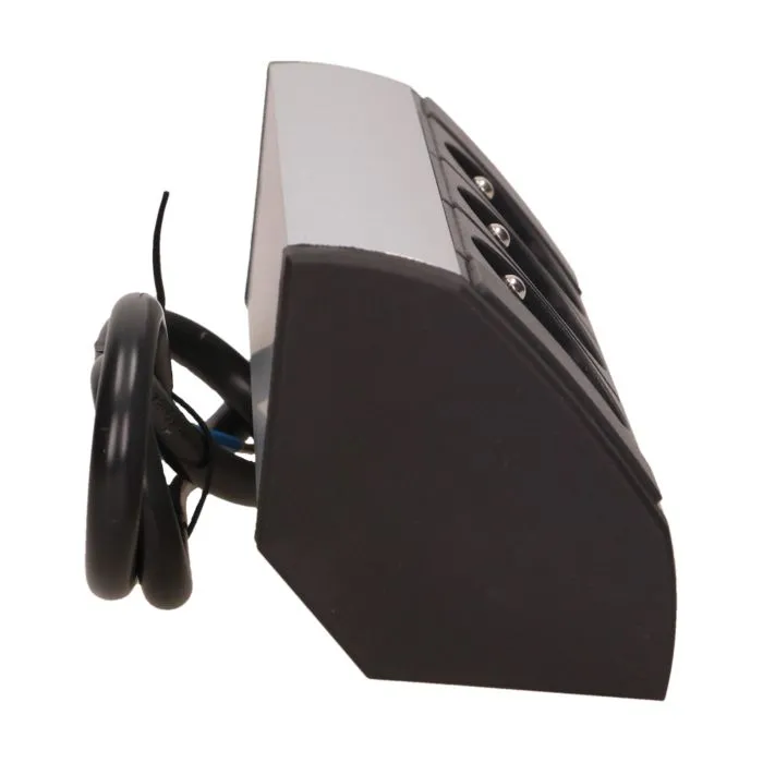 141170 - Furniture socket, silver-black A set of three network sockets with grounding and current circuit's diaphragms, ideal for mounting in cabinets, display cases and display cabinets.